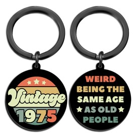 Lelekdo 50th Birthday Gifts for Him Her 1975 Birthday Gifts for Women Men Turning 50 Year Old Keychain for Mom Dad Wife Husband Funny Birthday Christmas Keychain