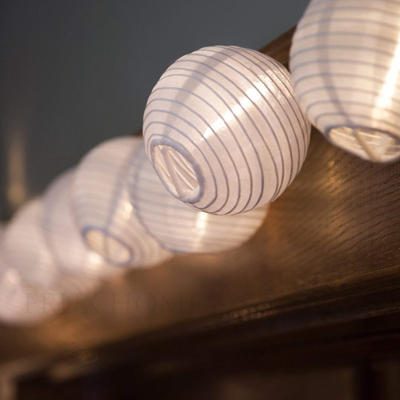 SWEET SHINE White Lantern String Lights, 10 Waterproof Nylon Lanterns