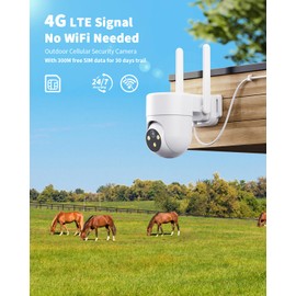 NUASI 4G LTE Outdoor Surveillance Camera with SIM Card, 2K PTZ IP Camera Without WLAN with Colour Night Vision, AI Person Detection Surveillance Camera and 2-Way Audio, IP66 Waterproof, Black