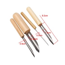 VideoPUP 4Pieces Wood Handle Stainless Steel Semicircular Puncher Pottery Clay Cutters Hole Digger Carving Tools Semi Round Hole Cutters Drawing Modeling Sculpture Ceramic Tools for Drilling&Sculpture