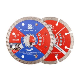 BRSCHNITT Diamond Blade Set,4 Inch Arbor 7/8" - 5/8" for Granite,Stone,Masonry,Terrazzo,Paver,Concrete,Pack of 2 Dry/Wet Circular Saw Cutter Angle Grinder Diamond Cutting Disc 105mm