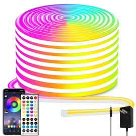 50ft Led Neon Rope Lights,Control with App/Remote,Flexible Led Rope Lights IP67 Outdoor RGB Neon Lights Waterproof,Music Sync Color Changing, led Lights for Bedroom Indoor