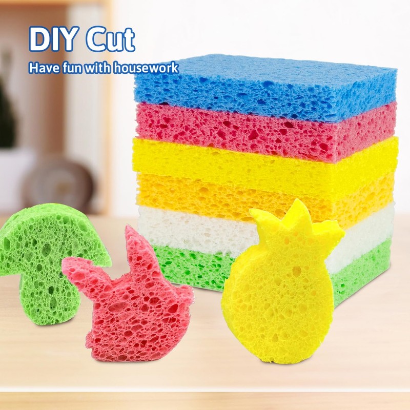 Multi-Use Cellulose Kitchen Sponges Compressed Cellulose Sponges, Non-Scratch, Dish Sponge