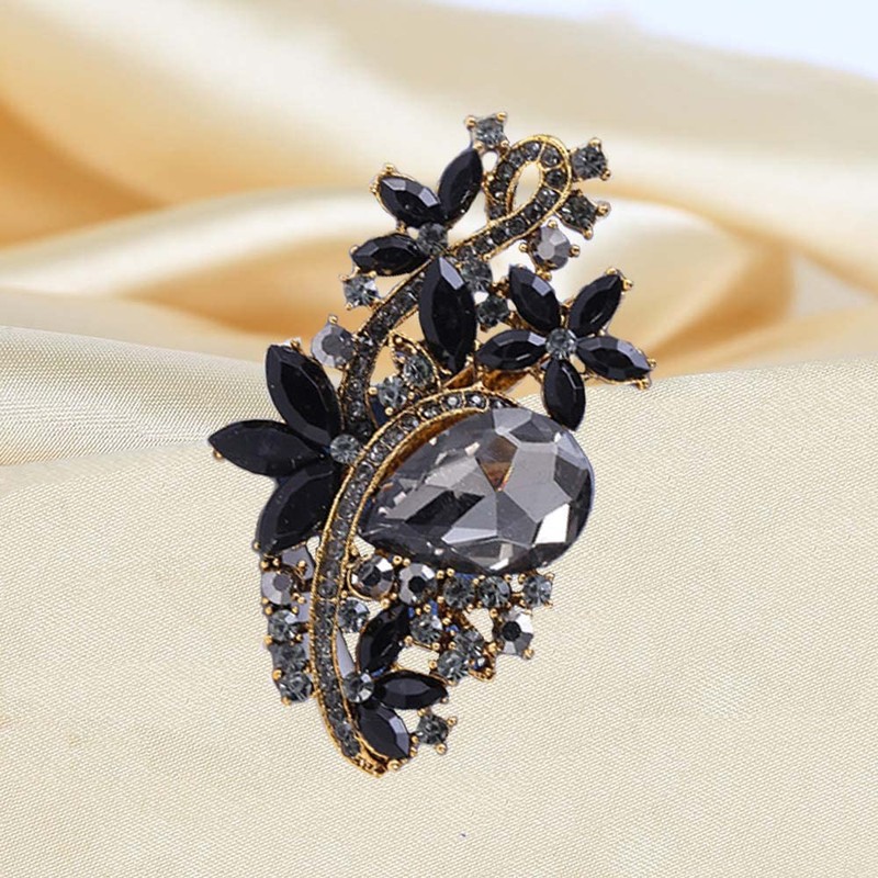 Ezing 4Pcs Brooch Lot with Large Big Size Rhinestone Crystal