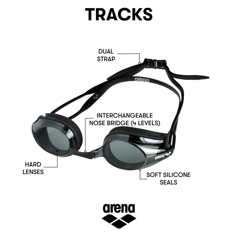 Arena Goggles Natación Tracks única, Negro