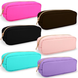 UIXIZQ 6 Pcs Waterproof Small Pencil Case Makeup Bag for Purse,Cute Pencil Pouch Preppy Nylon Makeup Brush Holder with Zipper,Girls Portable Storage Case Small Pen Bag for Office College Travel