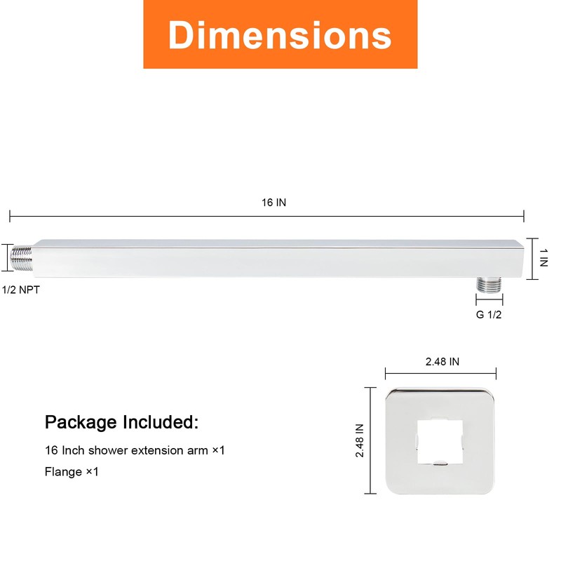HarJue Shower Arm, Rain Shower Head Extension Extender, With Flange
