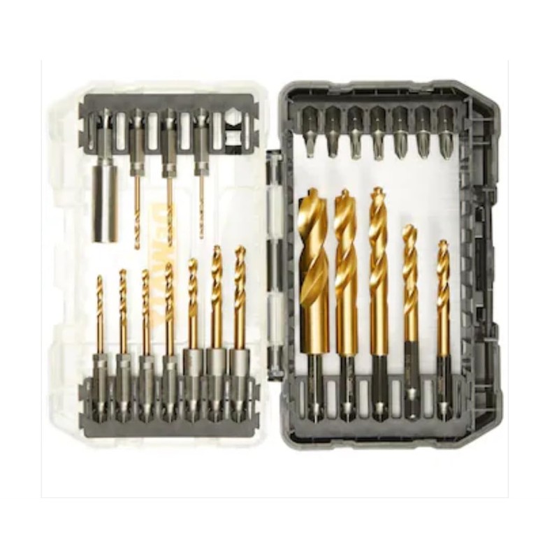 DEWALT 23 Pc Hex Titanium Nitride Twist Drill Bit Set,