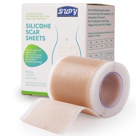 Parches de Silicona para Cicatrices, GeeRic 4cm x 1.5m Cinta de Silicona para Reducir la Apariencia de Cicatrices Láminas de Silicona Reutilizables...