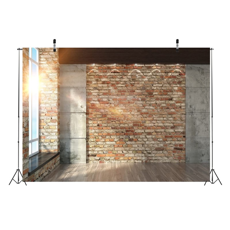 Loccor Fabric 7x5ft Modern Empty Room Backdrop Building Interior Rustic