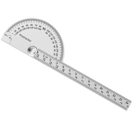 Stainless Steel Protractor with 0-180 Degree Range, Angle Finder Gauge, Precision Measurement Tool for Engineering and Carpentry