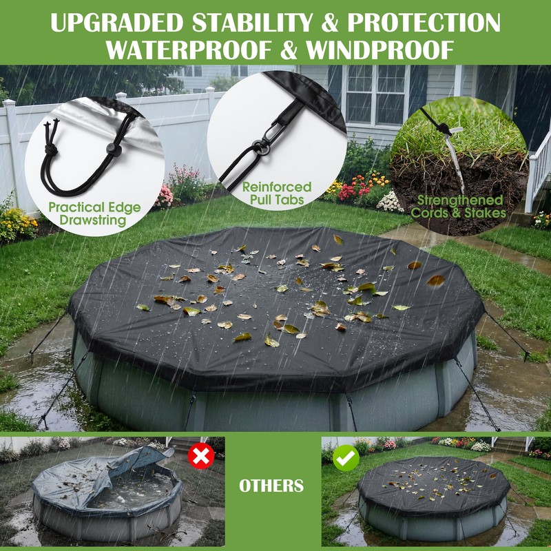 Aodaer 12FT Pool Cover for Above Ground Pools 420D Heavy