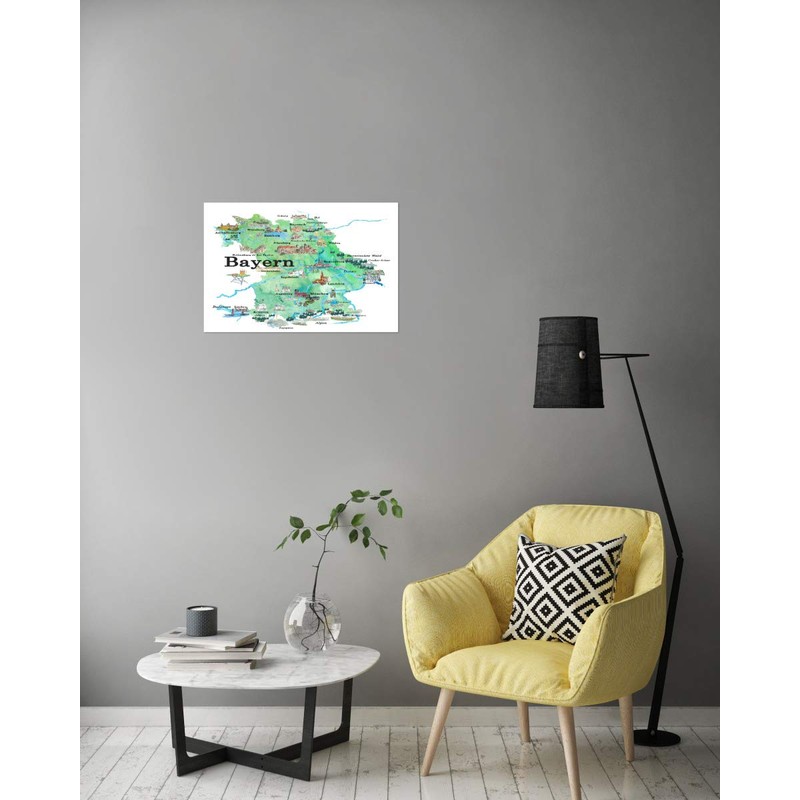 artboxONE Poster 20 x 20 cm Cities Bavaria Illustrated Map