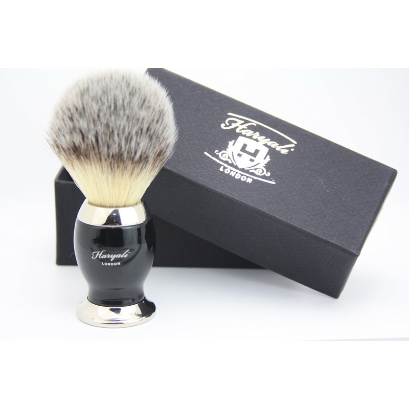 Synthetic Hair Shaving Brush Black & Silver with Classic Box