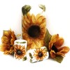 Single Large Decorative Painted Yellow Sunflower White Pillar Candle Autumn