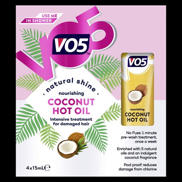 Vo5 Nourishing Coconut with 5 Natural Oils Hot Oil for Damaged Hair 15 ml Pack of 4 x 15 ml