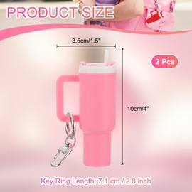 PATIKIL Mini Cup Keychain, 2 Pcs Lip Balm Holder Mini Tumbler Key Chains Cute Decor Keychain Charm for Backpack Handbag Purse, Pink