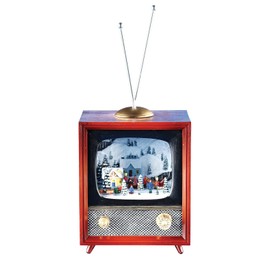 Christmas by Roman Inc., Amusements Collection, 5.75" H Musical LED TV Village,Lantern, Snow Globe, Holiday Home Décor, Santa, Cardinal, Nutcracker, Snowman, Reindeer (5x4x4)