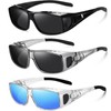 Wzerry Polarized Sunglasses Fit Over Glasses, UV Protection Wrap-Around for