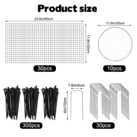 30 Pcs 24'' x 12'' Large Wire Plant Protector from Animals With Metal Cover, 10 Pack Metal Plant Cage Chicken Wire Cloche with 10Pcs Metal Covers to Keep Animals Out, Garden Protection Bunny Barricade