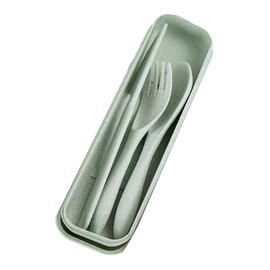 Juego de Utensilios de Viaje, Cubiertos de Paja de Trigo, Tenedor Reutilizable, Cuchara, Cuchillo a Prueba de Arañazos con Caja para Picnic para la Es