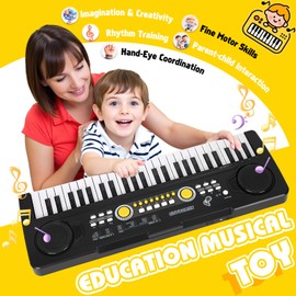 Drmukie 49 Key Kids Piano Keyboard Toy with Microphone Music Gift Ages 3-8
