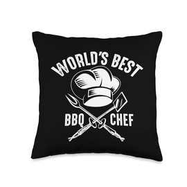 Cool World's Best BBQ Chef | Funny Culinary Meat Artist Gift Throw Pillow
