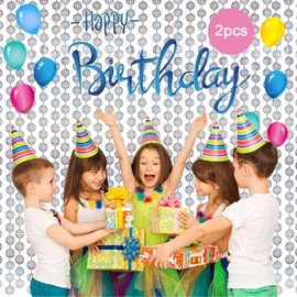 Disco Party Decorations 2 Pack Disco Ball Props, Silver Fringe Curtains Laser Rain Curtain Disco Ball Decoration, for 70s & 80s Last Disco Bachelorette for Party, Prom and Decorations