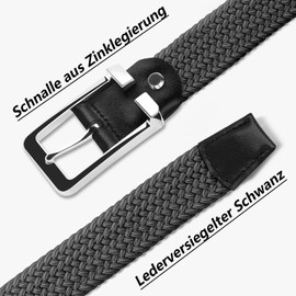 LAKIDAY Unisex Stretchy Braided Elastic Fabric Belt, Width 3.3 cm. - gray