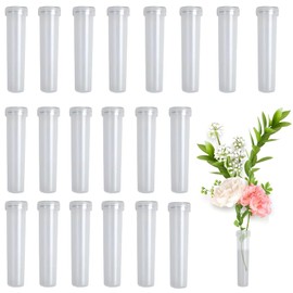 Flower Tubes, Flower Water Tubes with Caps, Pack of 20 Test Tubes for Flowers, Transparent Orchid Tubes for Flower Arrangements, Plant, for Flower Shops, Restaurants, Cafés, Bedrooms