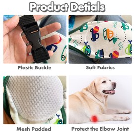 HDKUW Dog Elbow Protector, Dog Front Leg Recovery Sleeve for Prevent Licking Wound, Elbow Sleeves with Mesh Pad for Medium Large Dogs Rainbow 3XL