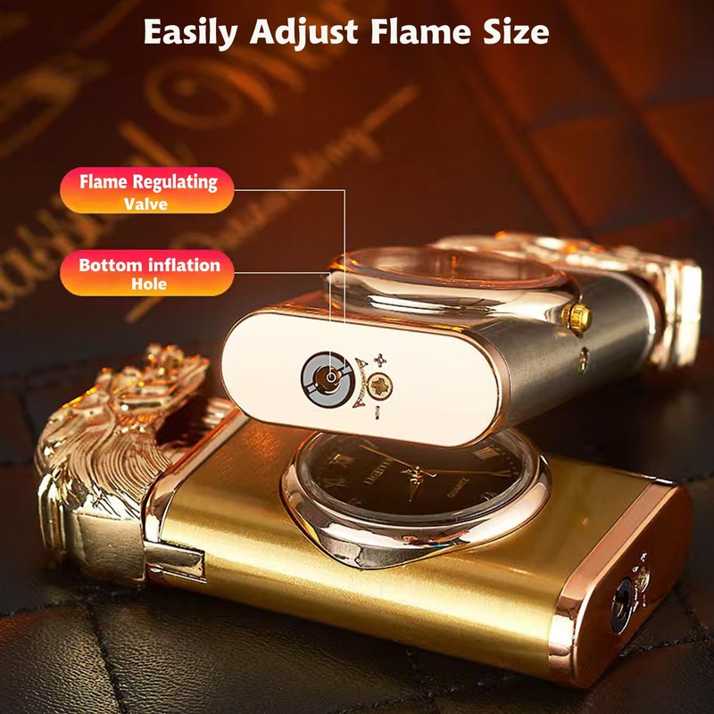 Magic Dragon Dual Flame Lighter - Windproof, Adjustable Flame, Refillable