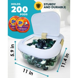 Skywin Laundry Pod Container with Push Up Lid - Laundry Pod Storage Container for Laundry Room Organization Laundry & Dishwasher Pod Laundry Container