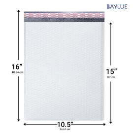 White 10.5x16 Inch Large Poly Bubble Mailers #5 | Padded Envelopes with Self Seal | Air Lined Cushioned Bubble Mailer | Usable Size 10.5x15 | 100 Pack Bulk | Lightweight shipping Bags