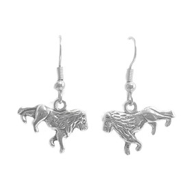 Lion – 3D - 12x22mm - Silver alloy charm dangle earrings. Hypoallergenic Stainless-Steel Fishhooks or Ball-Post or Silver Plated Ball-Post Earrings Optional