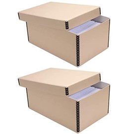 Lineco, Tan Photo Snapshot Photo, Card, File Box with Removable Lid 4"X6"X12". Bulk Storage of Negatives, Prints, Films Museum Level Archival Storage Box. Protects Photos & Negative, 2 Pack
