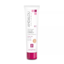 Andalou Naturals 1000 Roses CC Cream Sheer Tan SPF 30 Tinted Sunscreen 2oz