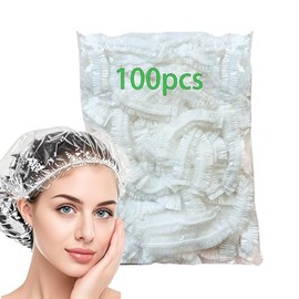 100PCS Disposable Clear Plastic Shower Caps | Large Thick Waterproof Hair Caps for Women | Hotel Travel Hair Care Essentials