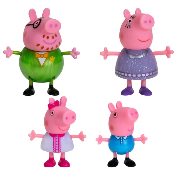 Peppa Pig Fancy Family – 4 Figure Pack, 3” Tall – Including Peppa Pig Characters Daddy Pig, Mummy Pig, Peppa Pig, and George – Toys for Toddlers, Kindergarteners, Kids