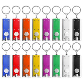 Mini Torch Keyring, Pack of 16 LED Torches, Key Ring, Colourful Small Key Fob Torch, Mini Square LED Keychain Light, Mini Torch for Camping, Travel