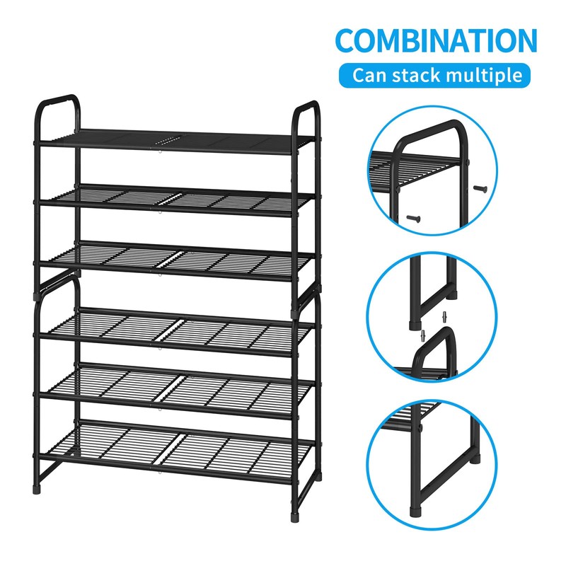 Simple Trending 3-Tier Stackable Shoe Rack, Expandable & Adjustable Shoe