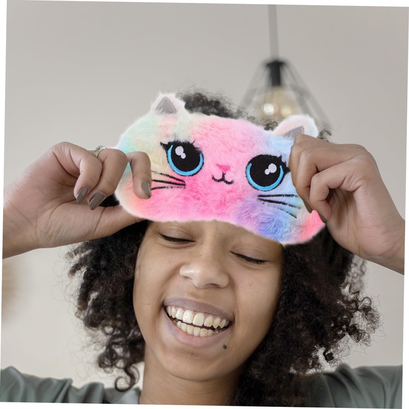 Gatuida 2 Pcs Cute Cat Plush Sleeping Mask Soft Eye