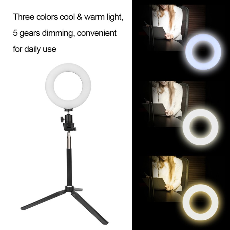 6 Inch Ring Light Dimmable LED Fill Light with Stand