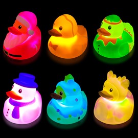 Jofan 6 Pack Christmas Light Up Ducks Bath Toys Christmas Toys for Kids Toddlers Boys Girls Christmas Stocking Stuffers Party Favors Gifts