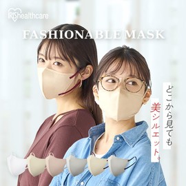 [アイリスオーヤマ] 立体型マスク バイカラー 20枚入 不織布 ふつうサイズ ベールベージュ×ボルドー カラー FASHIONABLE MASK RN-E20SUF