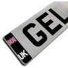 Slimline Domed Union Jack UK Vehicle Number Plate Stickers, Black,
