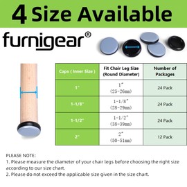 Furnigear Chair Glides Sliders Chair Leg tip caps-Best Furniture Sliders for Carpet, Round Chair Leg Floor Protectors 2 inch, 12 Pack