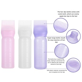 3 Stück Applikator Flasche Haare, 120ml Hair Oil Applicator Bottle mit Abgestufter Skala, Haarfärbebürste Flasche, Ölkamm Haarwerkzeuge, Wurzelkamm-Applikatorflasche, Haarfärbemittel Pinsel Flasche