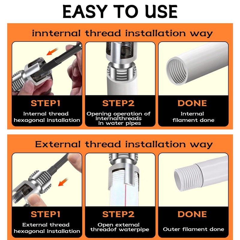 Dual-Function Internal & External Pipe Threading Tool for 1/2"& 3/4"