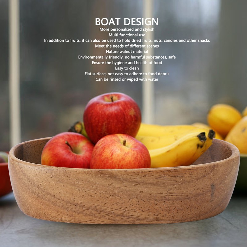 Wooden Serving Tray Easy Cleaning Boat Shape Wooden Food Plate